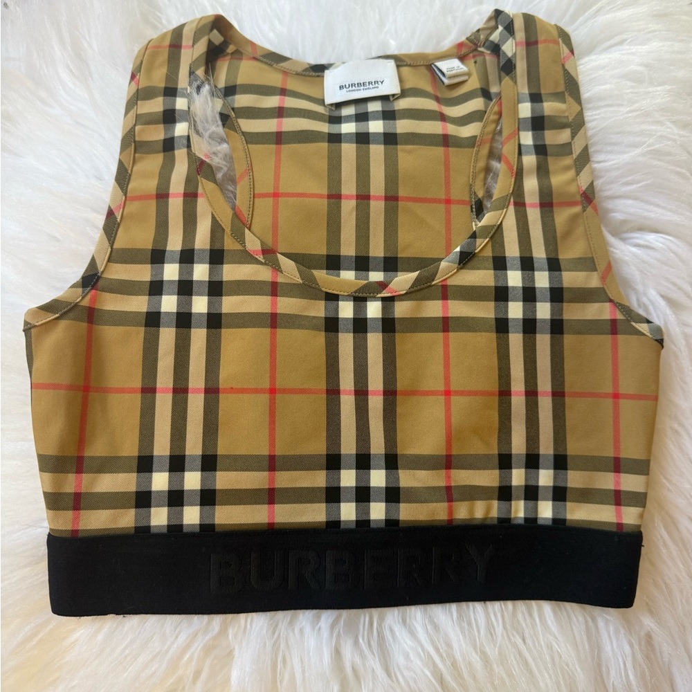 Burberry Checkered Top in Tan and Black